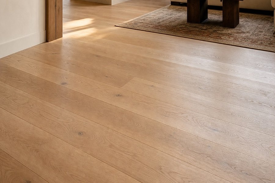 Finished hardwood floor after Oakline installation